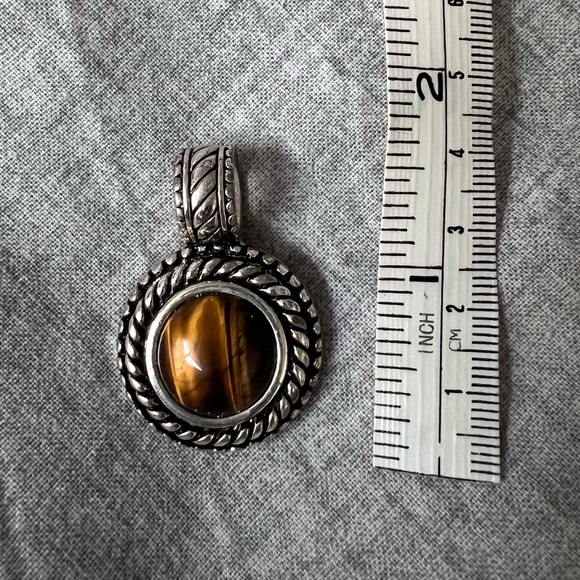 Lia Sophia Jewelry - Lia Sophia Silver Pendant with Brown Tiger Eye Stone